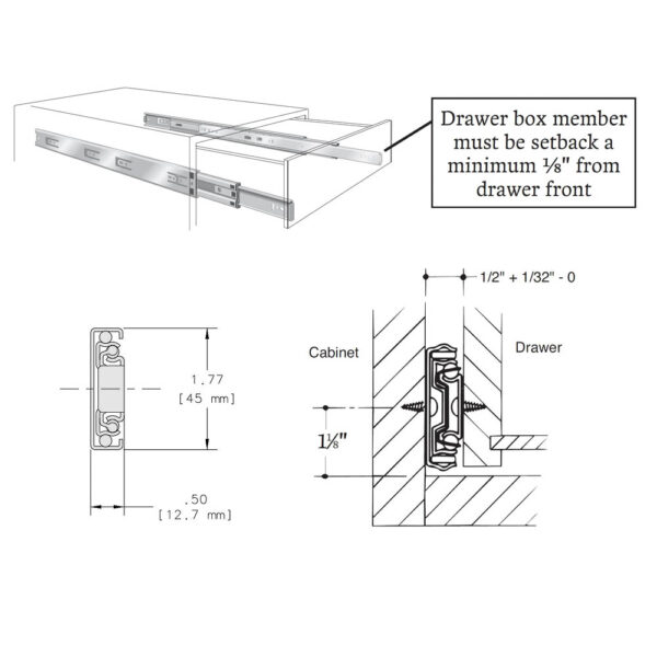 KV Tru-Trac Side Mount Drawer Slides - Image 2